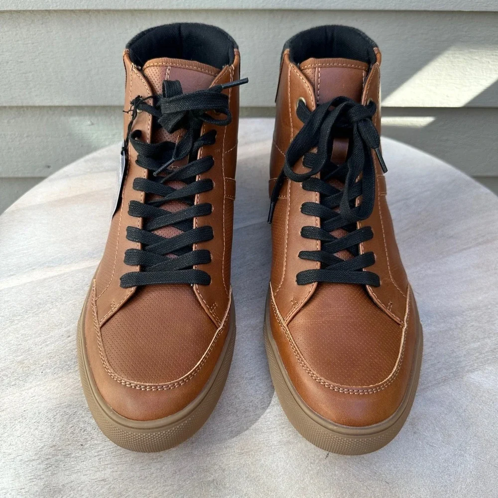 Sonoma Congo Mens Size 10 Ankle Boots Cognac Brown Lace Up New